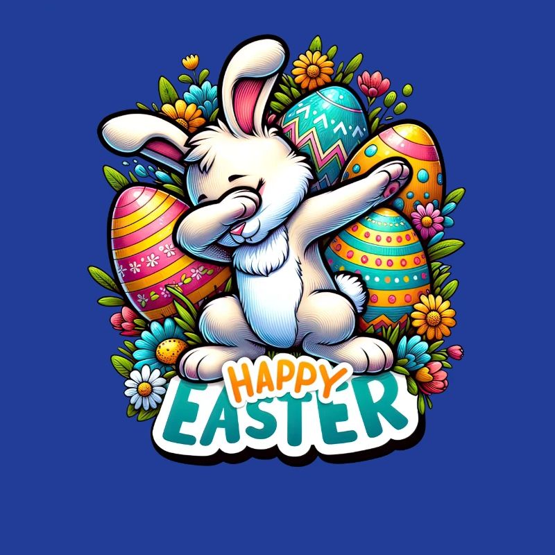 Joyeuses Pâques - Lapin de Pâques mignon avec pose de dab