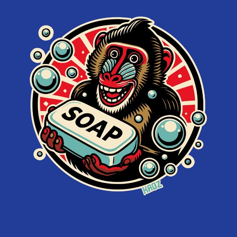 Mandrill Affe mit Seife
