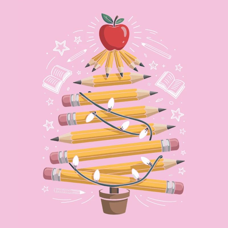 Buntstift Baum mit Lichterkette
