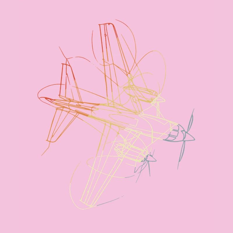 Retro Airplane Drawing