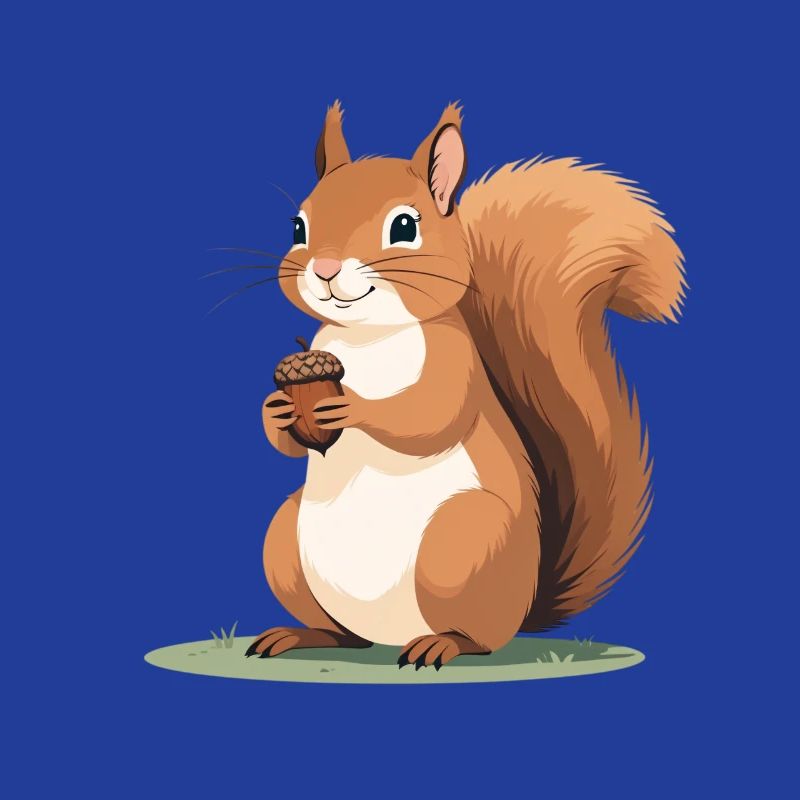 Eichhörnchen mit Eichel Karikatur
