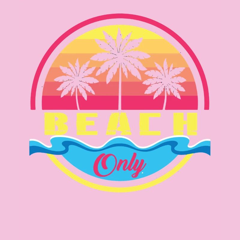 Beach Only Palm Trees Sunset Logo