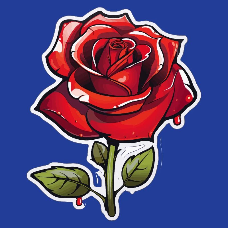 Rote Rose im Comics-Stil