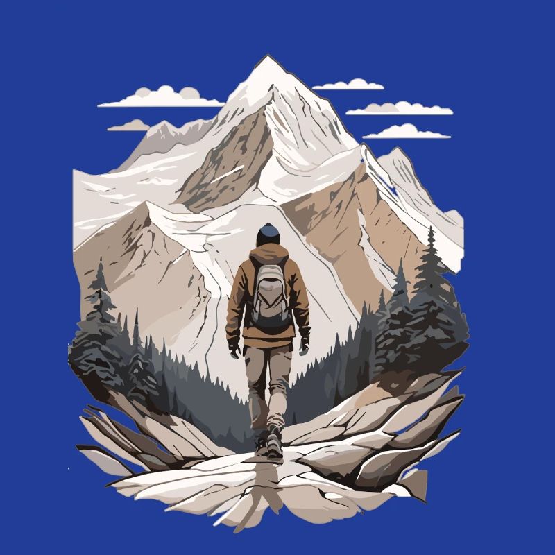 Wanderer vor Berggipfel