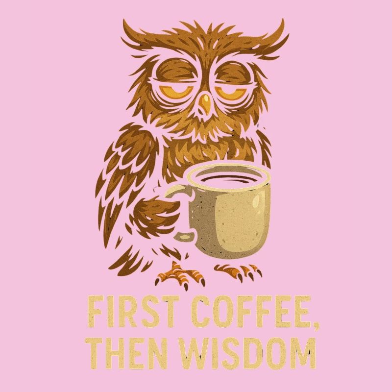 Eule mit Kaffee: Erst Kaffee, dann Weisheit