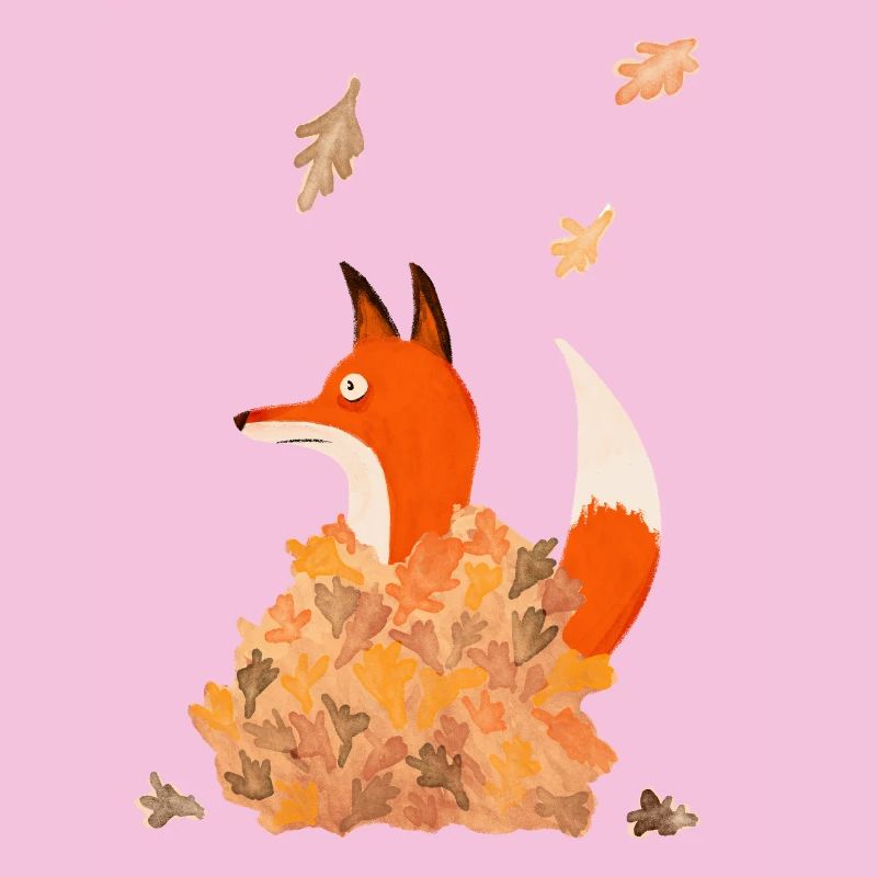 Fuchs mit Blättern
