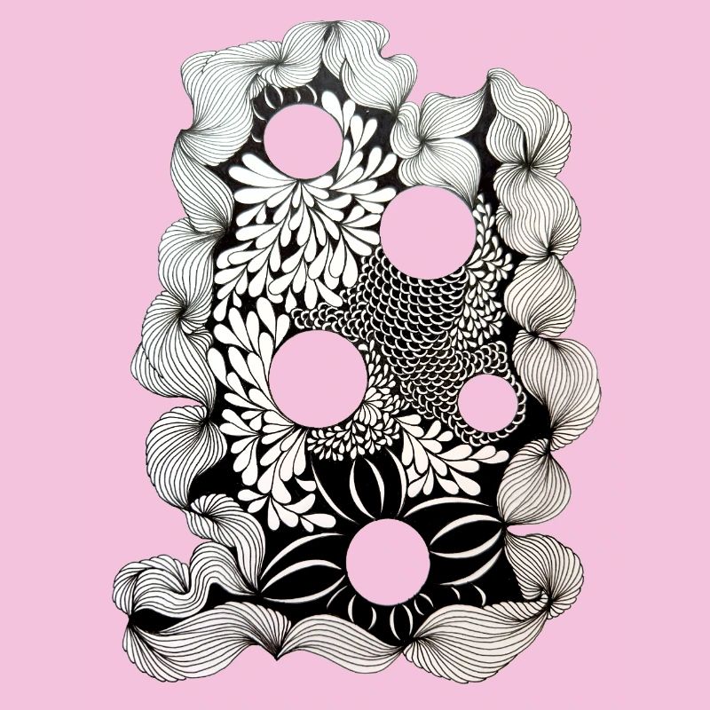 Black Flower Ring Pattern
