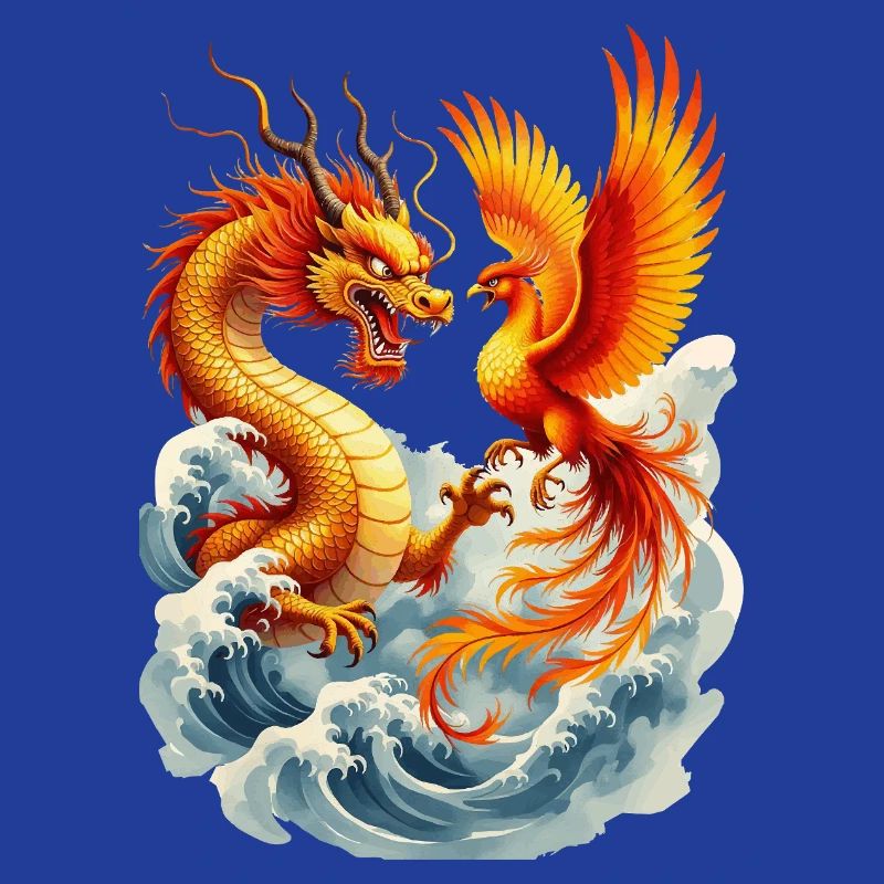 Dragon and Phoenix vector
