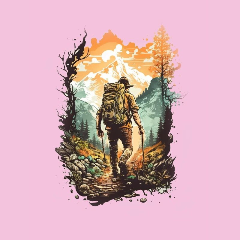 Mountain Trekker at Sunset