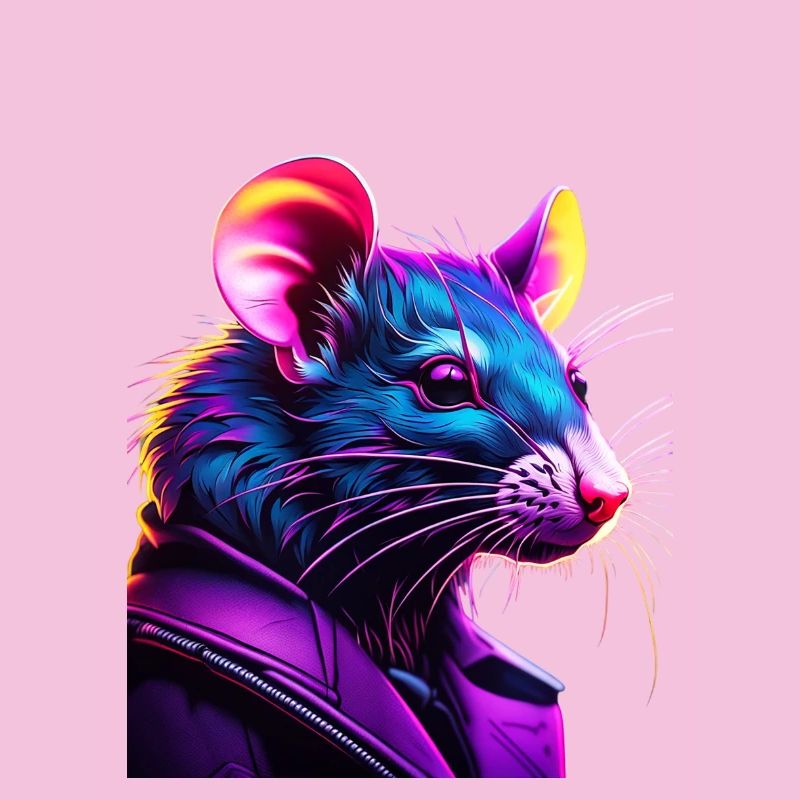 Neon Rat in Leather Jacket