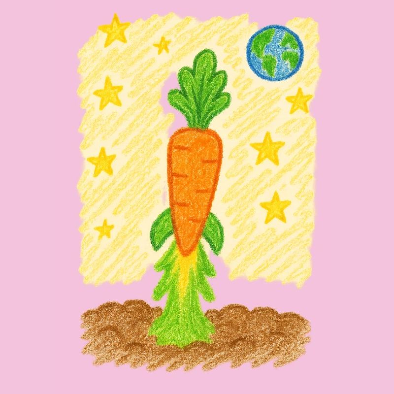 Fusée de carottes vers la planète Terre