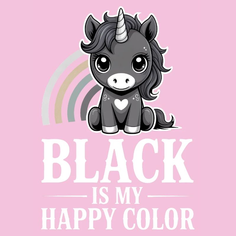 Le noir est ma licorne de couleur joyeuse