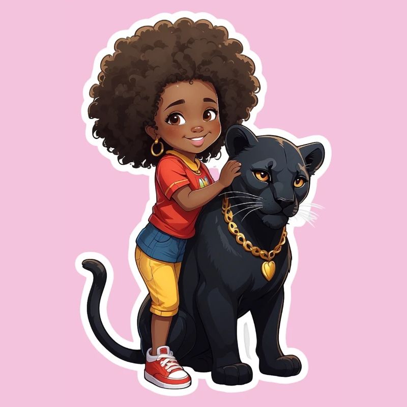 Kinder mit schwarzem Panther