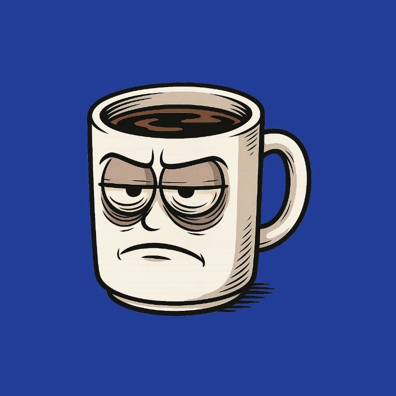 Kaffeetasse mit mürrischem Gesicht