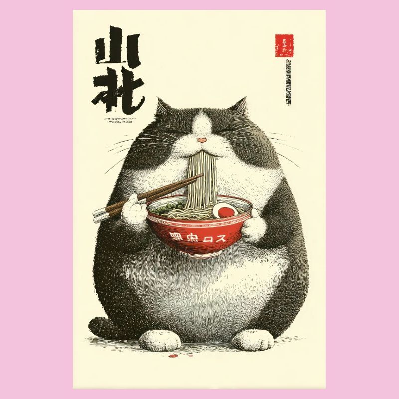 Ramen Chats Chonky Ukiyo-e