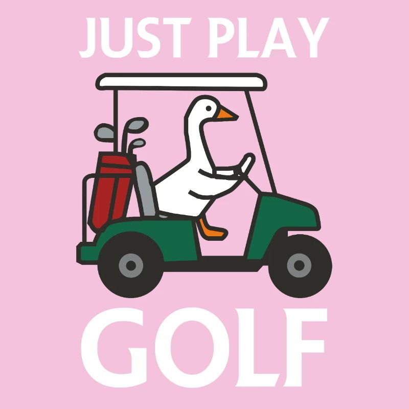 Un canard dans une voiturette de golf – Jouez simplement au golf