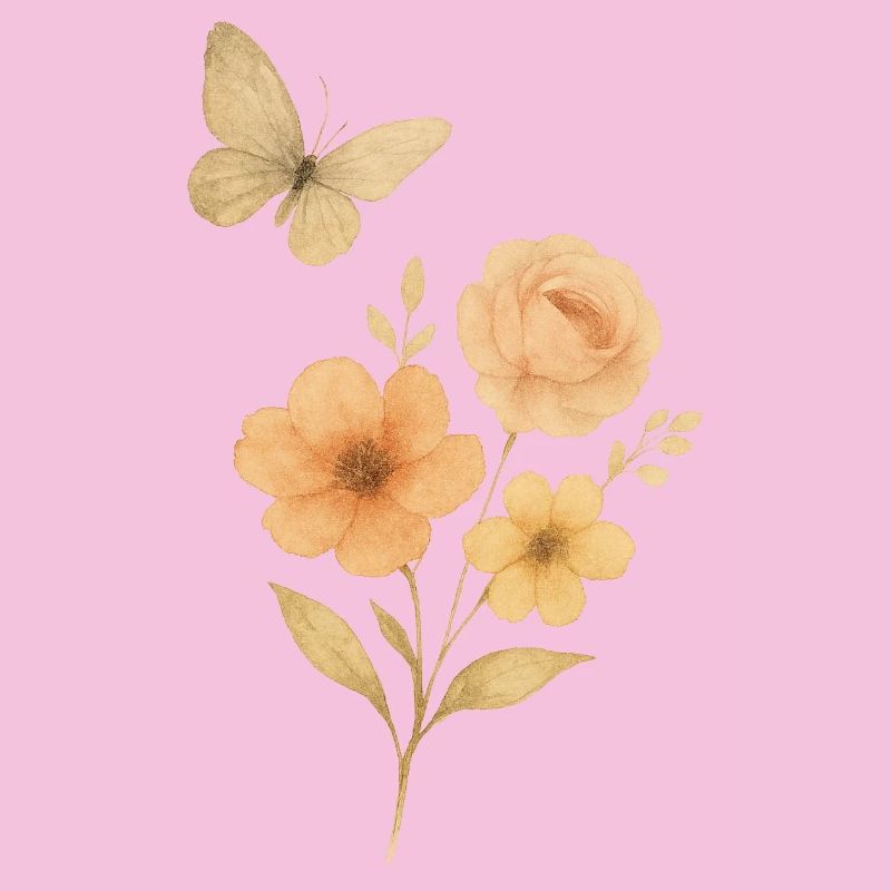 Fleurs pastel avec papillon
