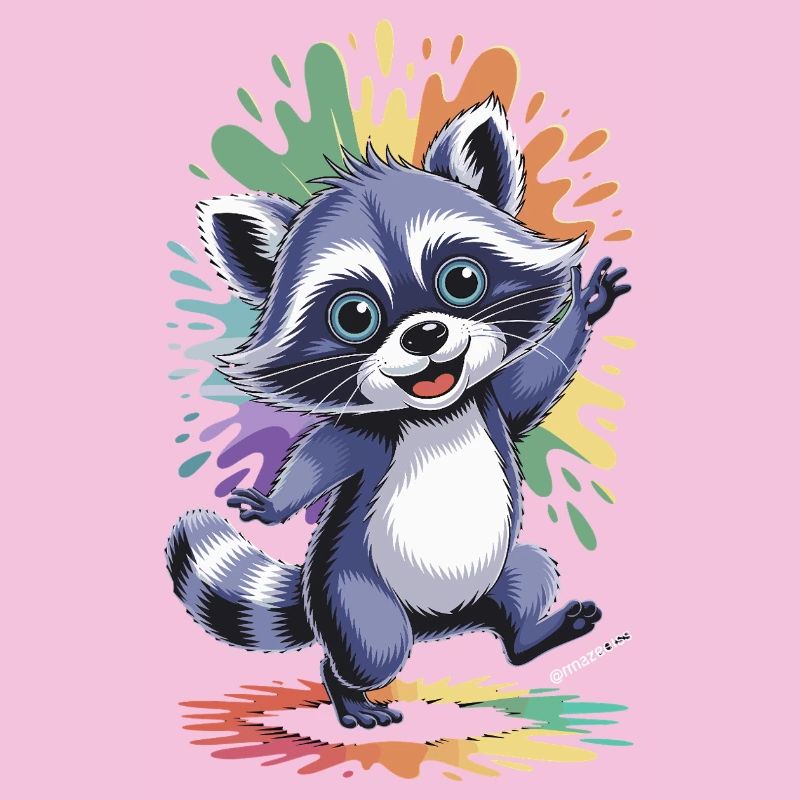 Fröhlicher Waschbär mit Farben
