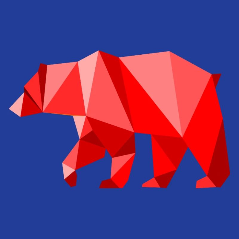 Roter Lowpoly-Bär