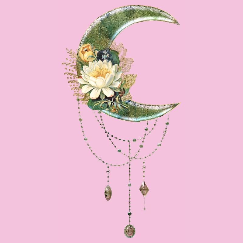 Lune élégante et noble avec des fleurs