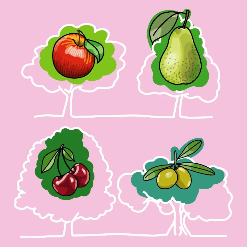 Apfel, Birne, Kirsche
