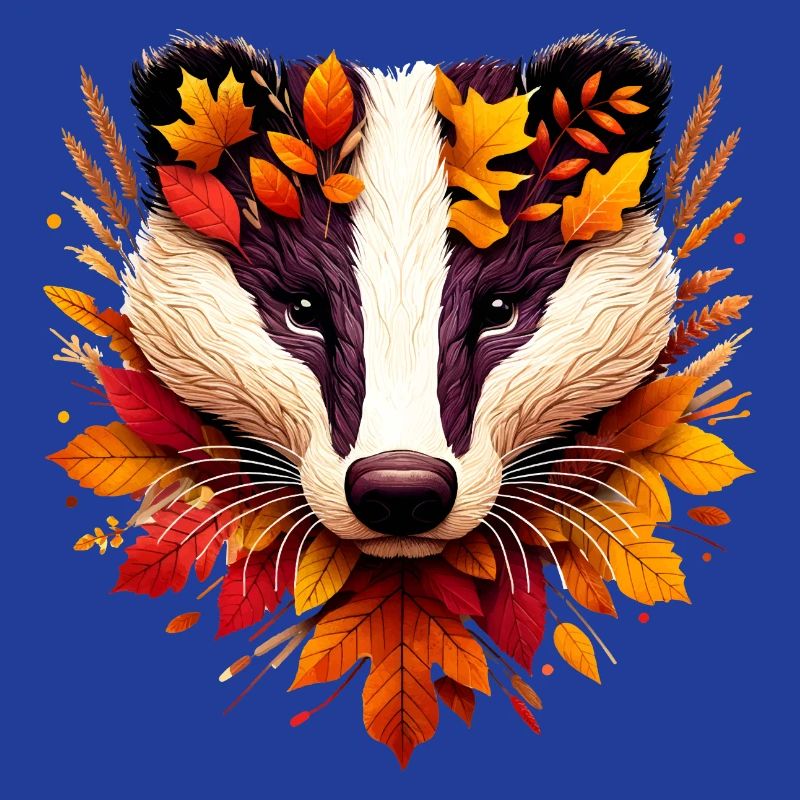 A badger, designed from different leaves