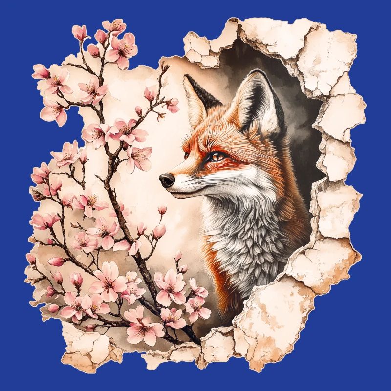 Fox with cherry blossoms
