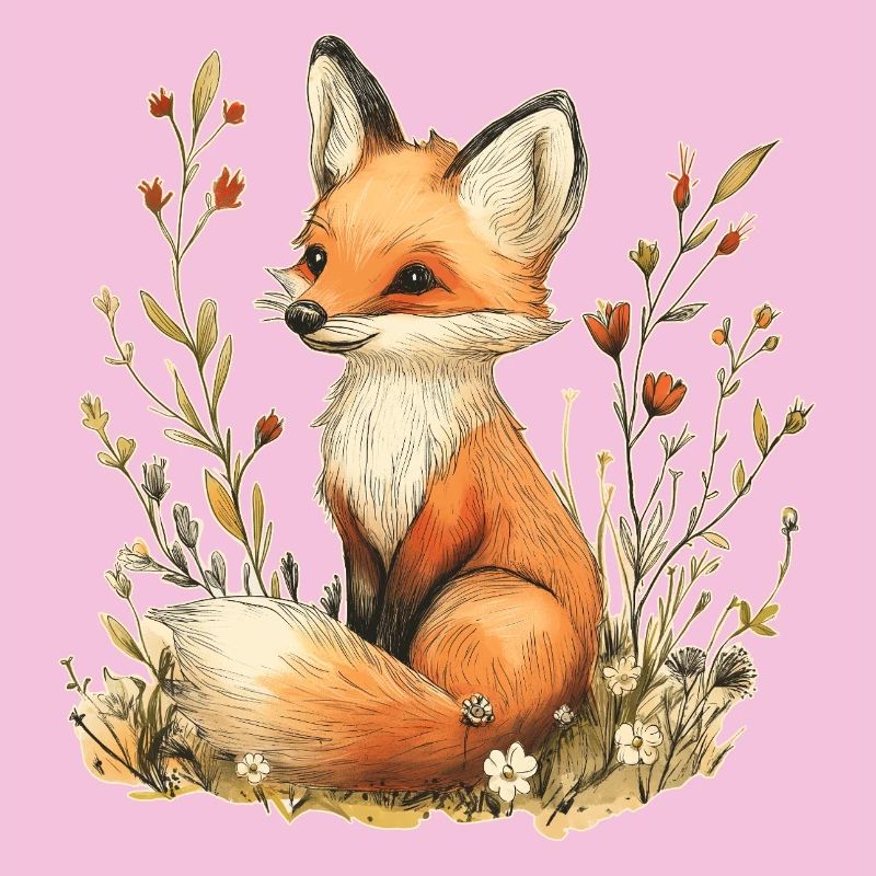 Fox with flowers