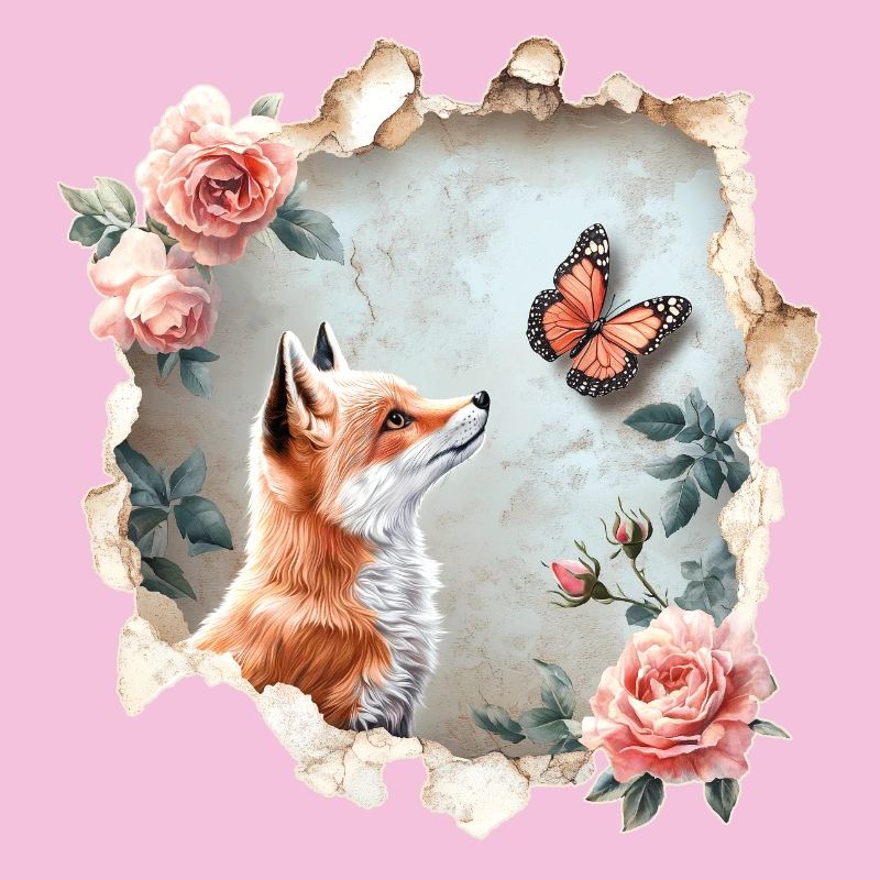 Fuchs mit Schmetterling