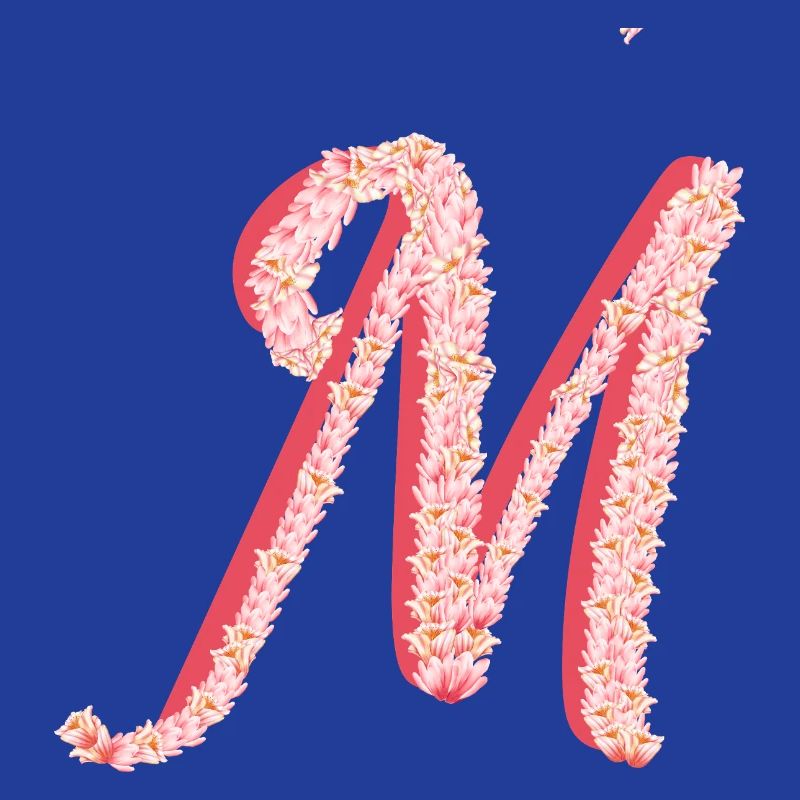 Initial M de fleurs roses
