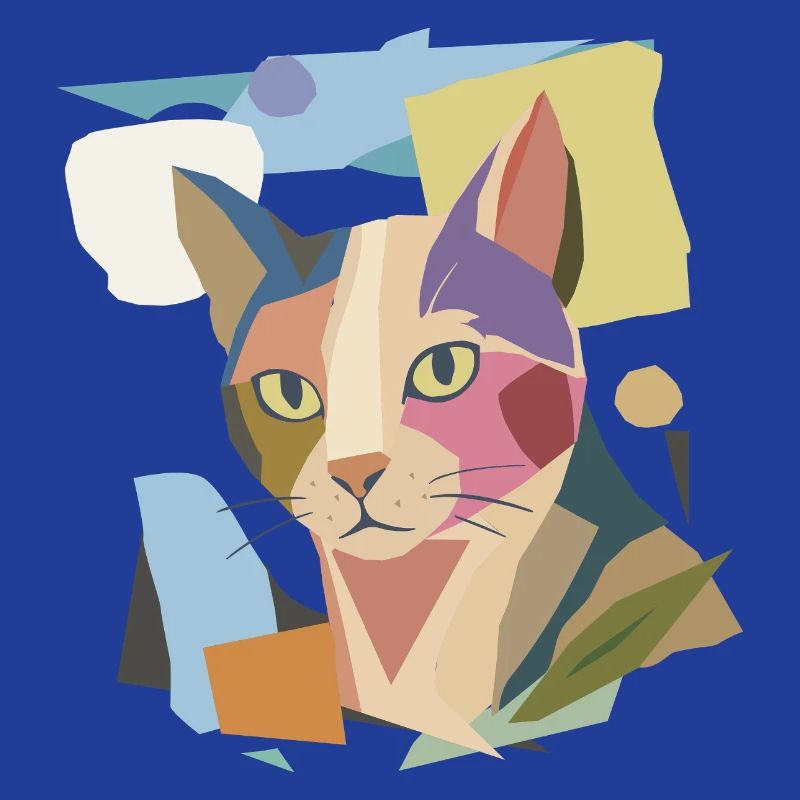 Abstrakte Katze im modernen Farbblock-Design