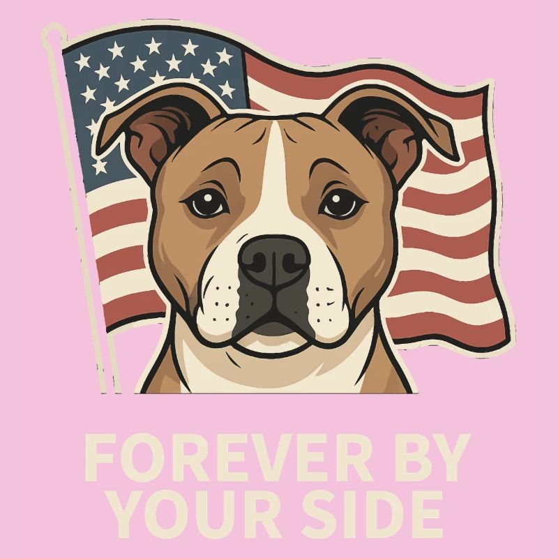 Chien loyal devant le drapeau américain