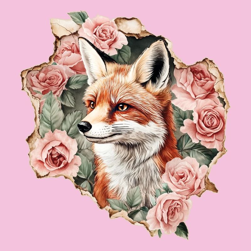 Fox with roses