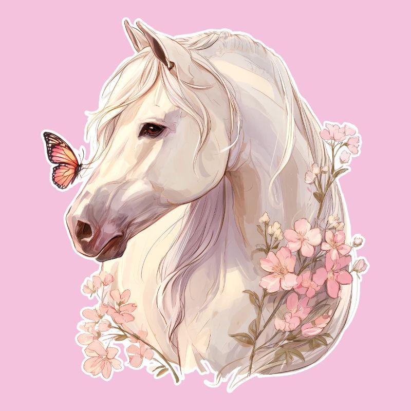 Pferd mit Schmetterling