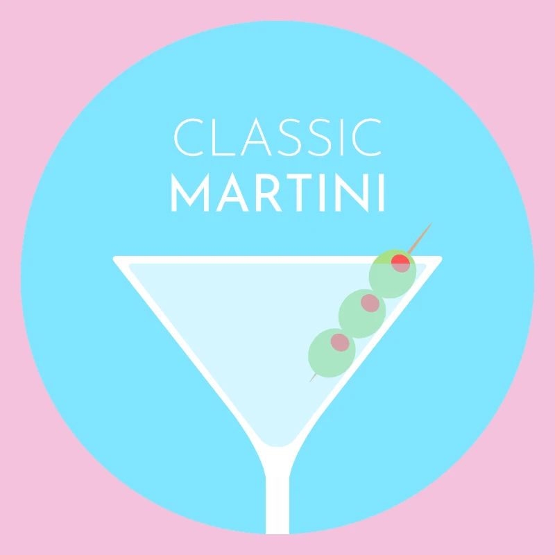 Cocktail Martini classique - Décor de couleur plate