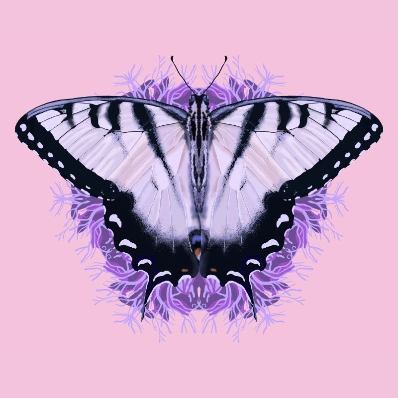 Papillon blanc à fleur pourpre