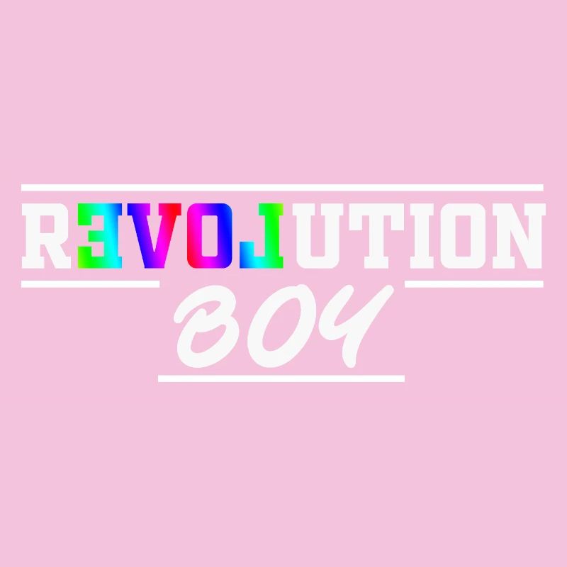 Revolution Boy Rainbow Pride Text Graphic