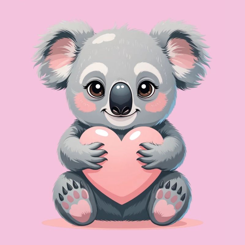 Cuddly koala with a heart