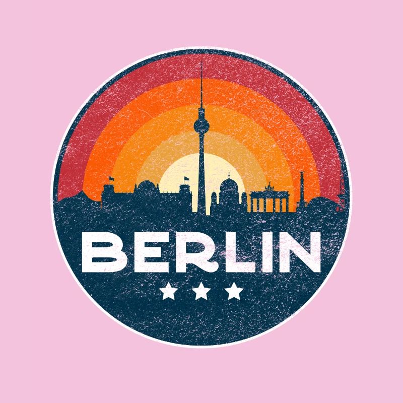 Conception rétro du badge Berlin Skyline Sunset