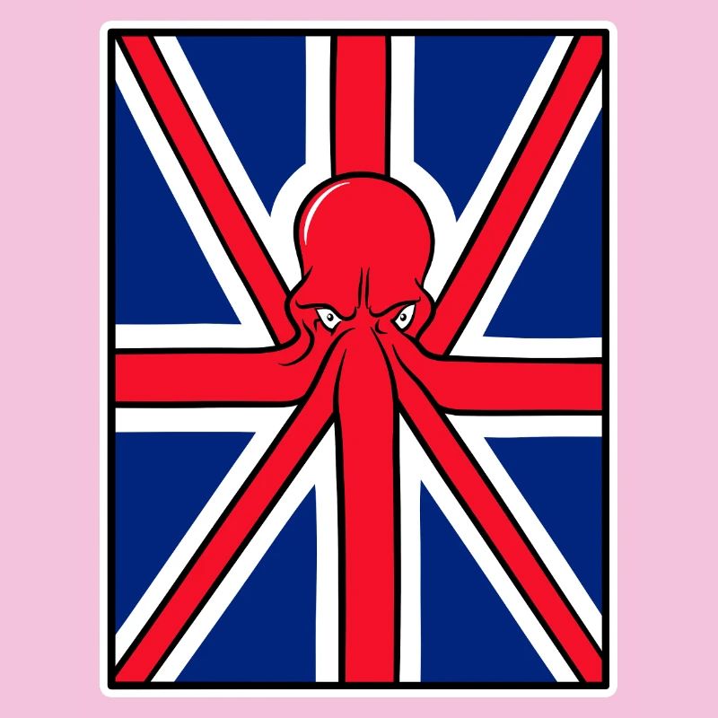Drapeau Union Jack pieuvre rouge