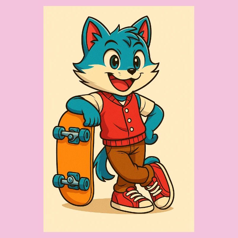 Scooter Fox with Skateboard