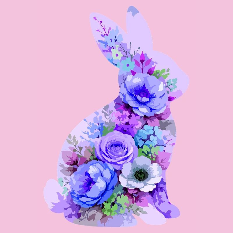 Fleurs pastel de lapins