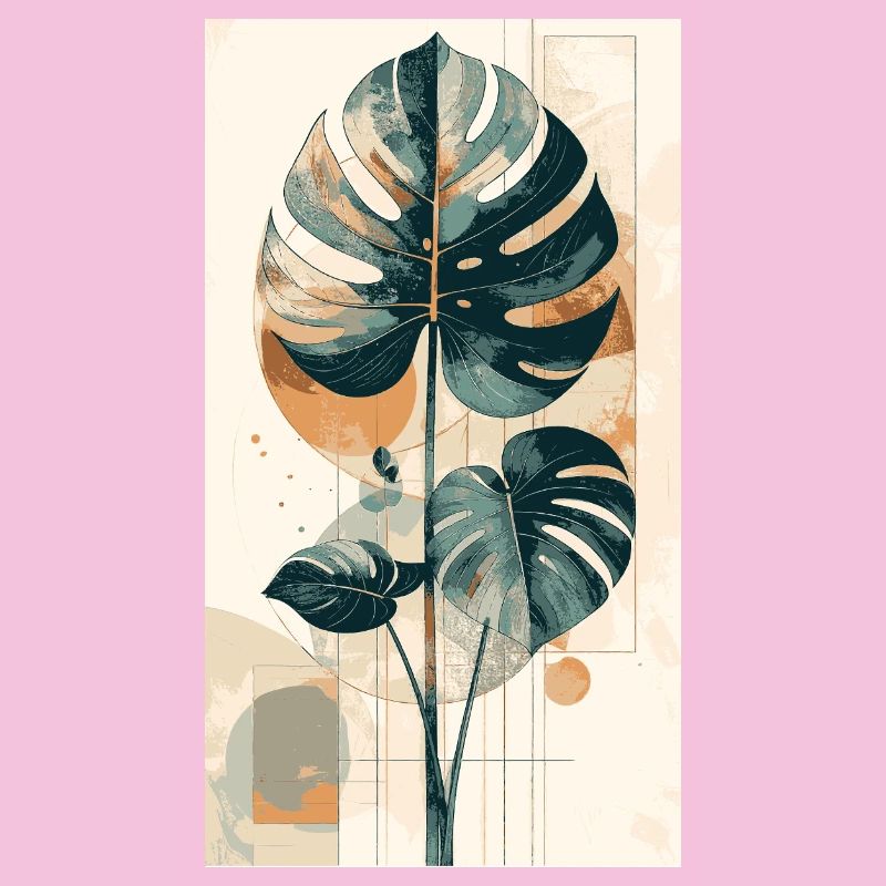 Monstera geometry in earth tones