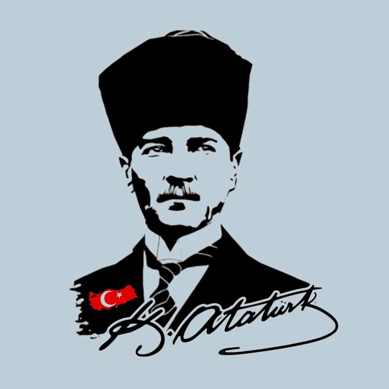Ataturk Silhouette with Turkish Flag