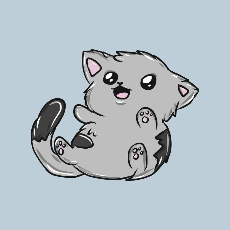 Cuddly Kitten Gray Velcro Cartoon