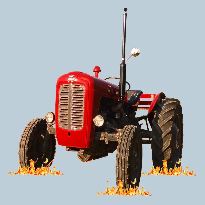 Roter Traktor Kraftdruck