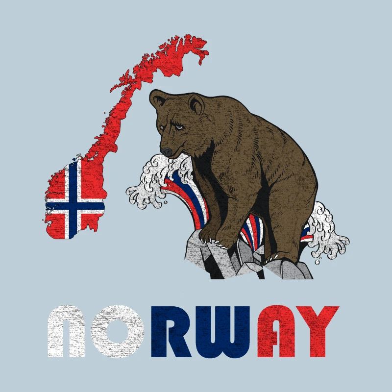 Conception d'ours de Norvège avec carte et drapeau