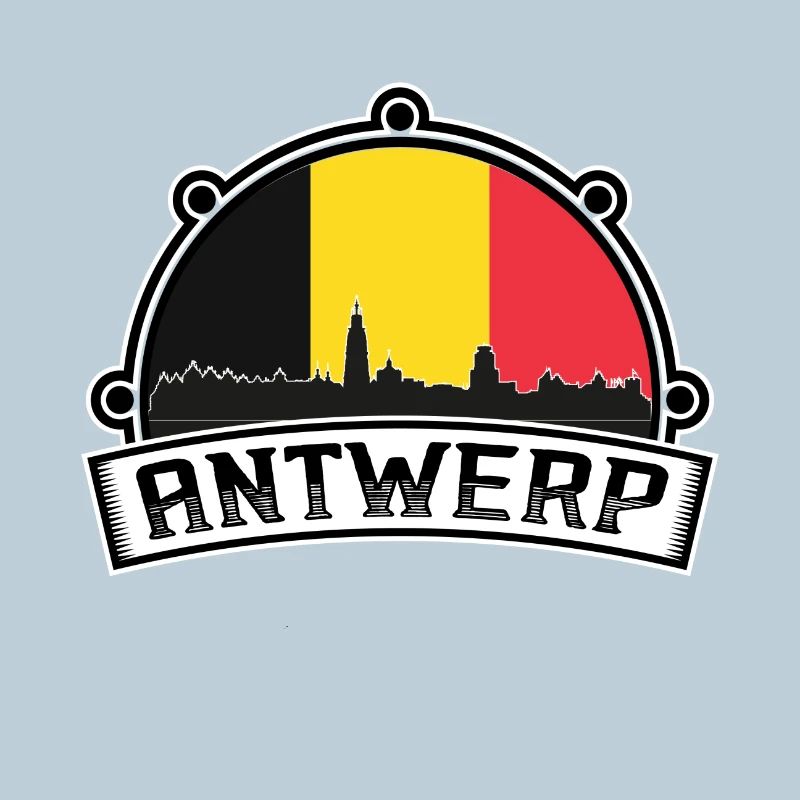 Antwerp Belgium Skyline Souvenir Austrian Flag