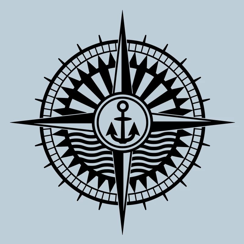 Cool seafarer compass with anchor and wind rose