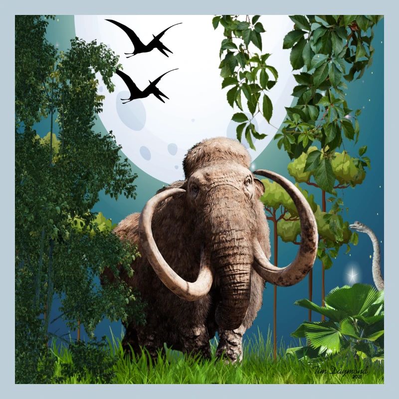 Moonlit Mammoth in Jungle Night
